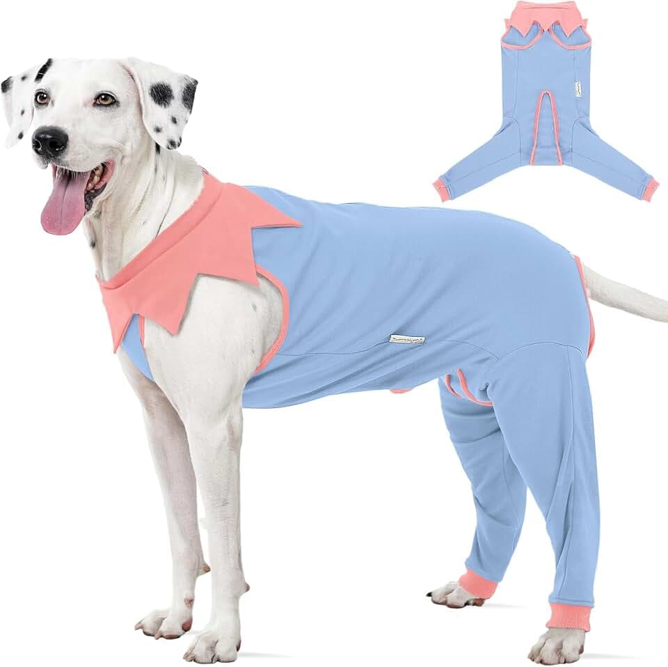 FUAMEY Dog Recovery Suit with Rear Leg Sleeve Dog Onesie After Surgery