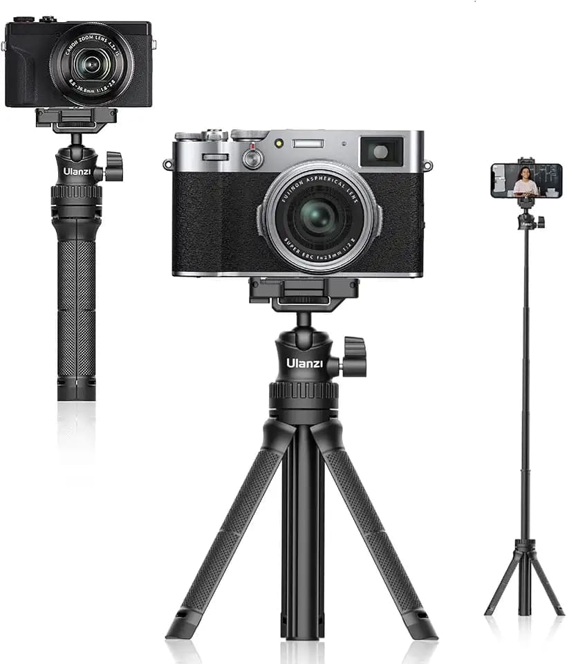 ULANZI 2-in-1 Stativ für Smartphone, Mini Selfie Stick, Kamerastativ Handyhalterung mit 360° Drehung für Kompakt Kamera, iPhone 16/Samsung/Huawei/Google Pixel