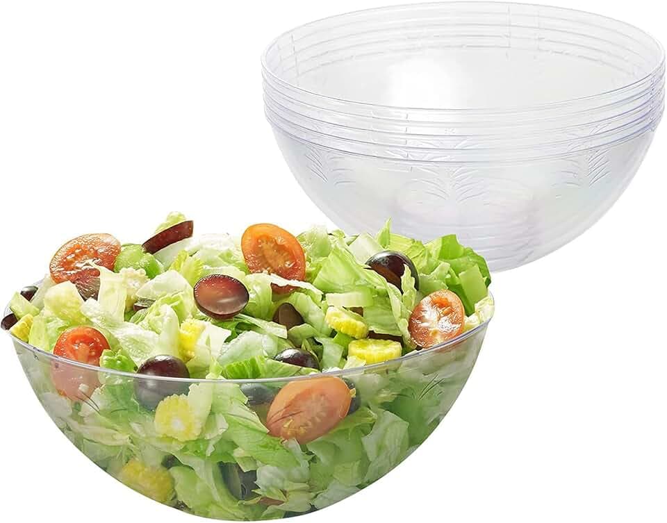 MATANA 5 GroßeTransparente Plastikschalen, Salatschüsseln, Plastikschüsseln, Snackschalen für Kindergeburtstage, Picknick & Partys (1500ml) - Mehrweg & Stabil