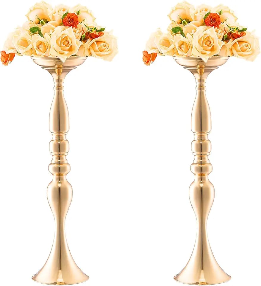VEVOR 24PCS 50cm/19.7” Tall Wedding Flower Vase, Metal Wedding Centerpiece, Gold Floral Arrangement Stand Display Rack for Tables Wedding Dinner Party, Anniversary Ceremony Birthday Event Decor