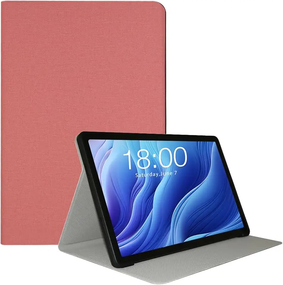 Hülle für TECLAST T60 Top Gaming Tablet 12 Zoll, Ultra Dünn PU Leder Folio Schutzhülle mit Auto Schlafen Wachen Weiche TPU Rückseite Abdeckung Klappständer für TECLAST T60, Rosa