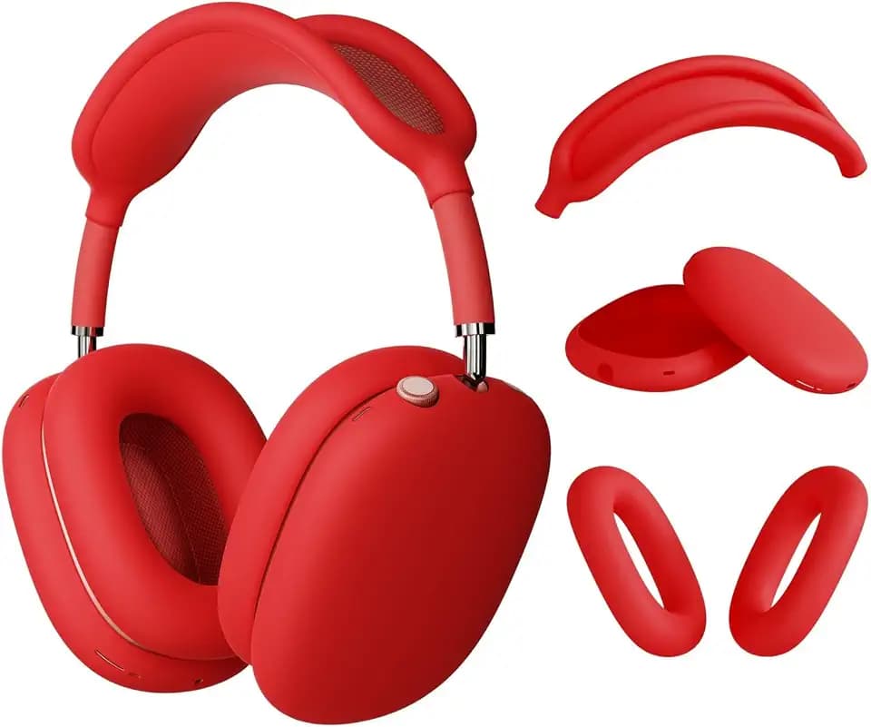 Silicone Case for AirPods Max 2/1 (2026/2024/2020),Ear Pad Case/Ear Cups Cover/Headband Shell,Skin Anti-Scratch, Accessories Ultra Protective Cover for Apple for AirPods Max (USB-C)(Red)