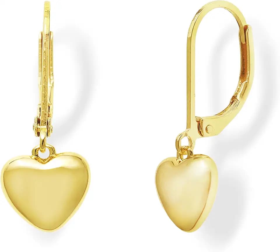 Jean Beau Puffy Heart Dangle Earrings for Women, Trendy Valentine Cute Hypoallergenic Leverback Drop Dangling Love Prom Outfit Accessories Jewelry Gift