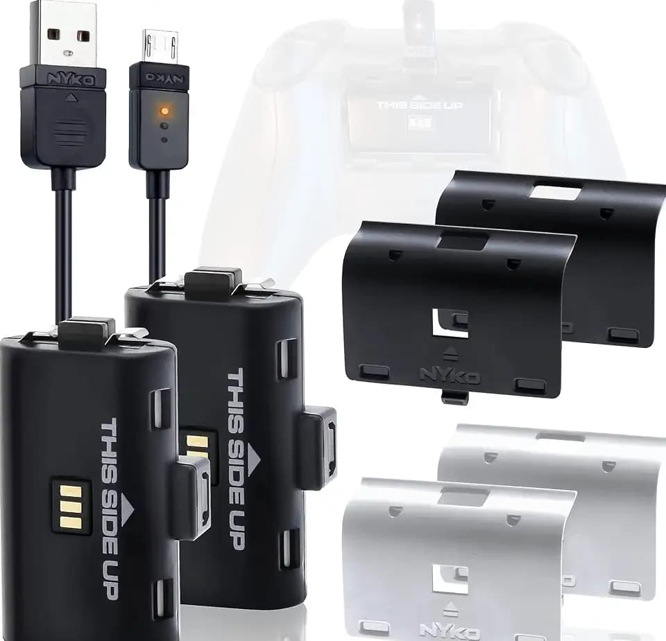 Nyko Xbox One Power Kit Plus - Rechargeable Battery Kit w/ 2 Batteries, Micro-USB Cable for Xbox one Controllers ONLY– Not Compatible w/Xbox S/X – Not Compatible w/Xbox Controllers w/Home Button