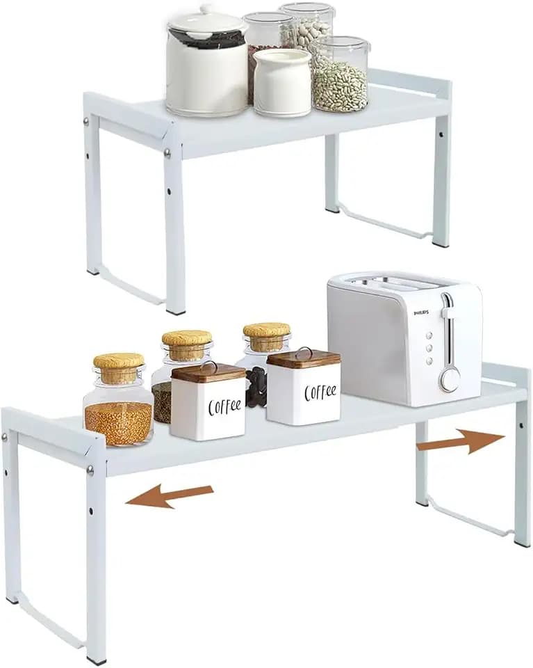 Küchenschrank Organizer 35-66 cm, 2er-Set, Weiß S