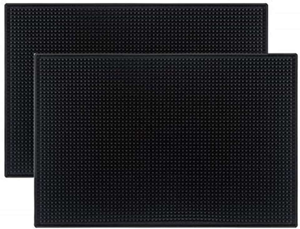 Tebery 2 Stück Bar Service Mat, 45x30cm Silikon Trocknend Matte für Bar Club Küche Café, rutschfest Gummi Barmatte Abtropfmatte, Schwarz
