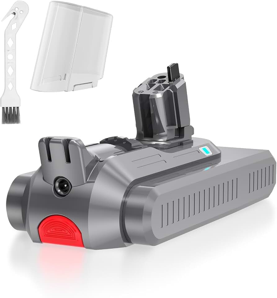 LabTEC Akku für Dyson V11, 25,2 V 3900 mAh Li-Ion Ersatzakku für Dyson 11 (Button Type) V15 SV15 SV16 SV22 Schnurloser Stabstaubsauger (Nicht für Screw-in Style) mit 1 Deckel+ 1 Bürste