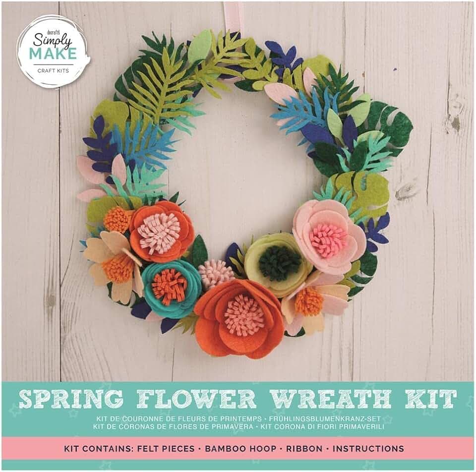 Simply MAKE Frühlingsblumenkranz-Bastelset, Bastelzubehör für Erwachsene und Jugendliche, ein tolles Geschenk, hängende Kranzdekoration für Heimdekoration, für Anfänger und erfahrene Bastler