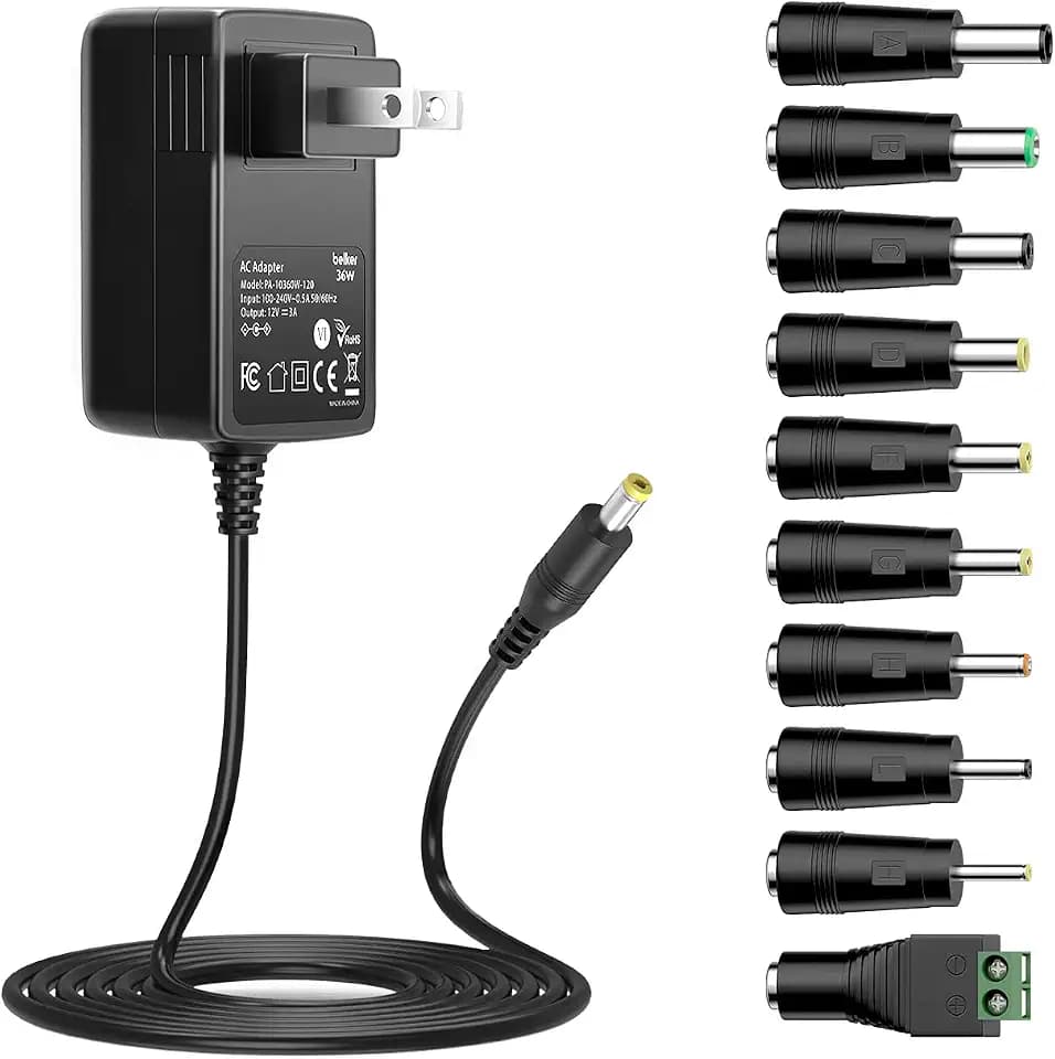 Belker 12V 3A 2.5A AC DC Adapter 36W Power Supply with 10 Tips