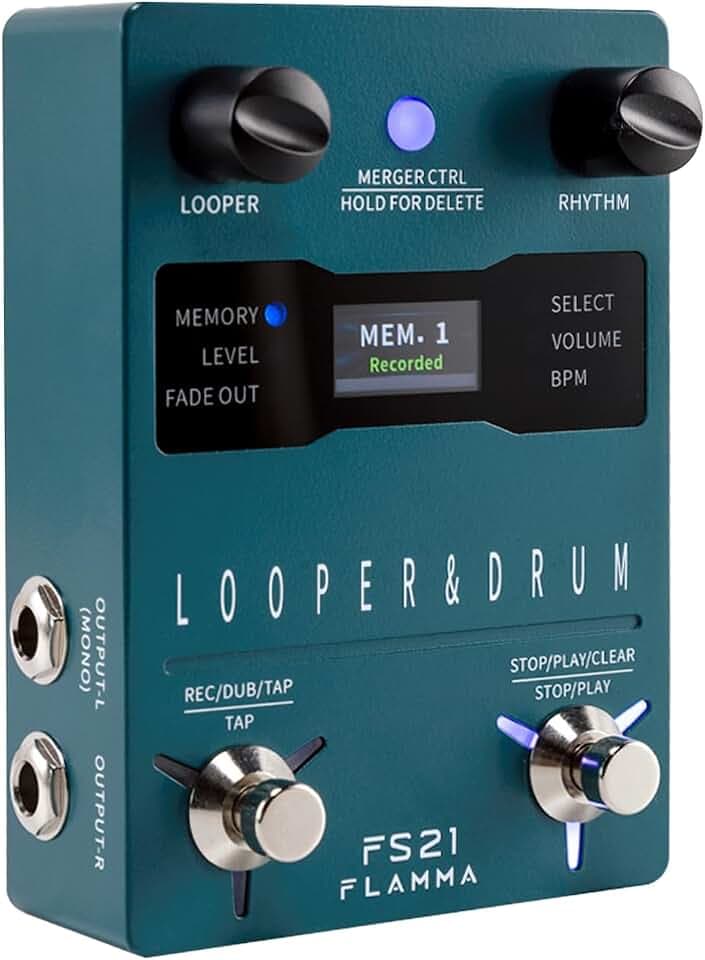 FLAMMA FS21 Stereo Gitarren-Looper-Pedal & Drum-Machine 2-in-1 mit 160 Minuten Loop-Aufnahmekapazität 100 Schlagzeug-Grooves 10 Metronom-Unterstützung Software-Bearbeitung