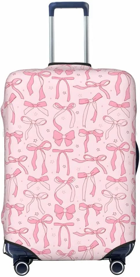 Pink Bow Star Travel Luggage Cover, High Elasticity Washable Suitcase Cover Protector Fit 29-32 in Luggage Travel Accessories