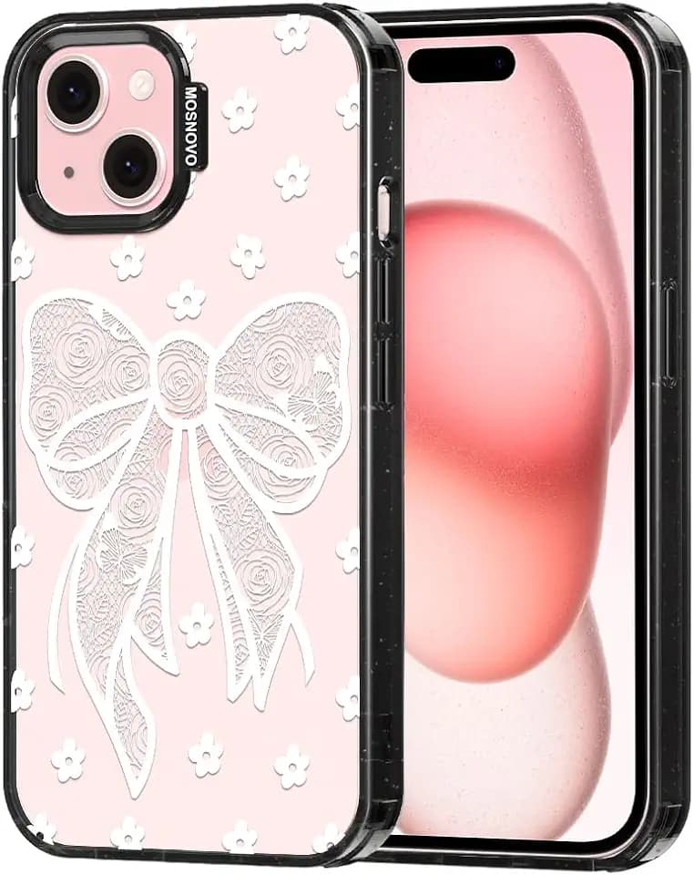 MOSNOVO for iPhone 15 Plus/14 Plus Case, Lacey Bow, Black