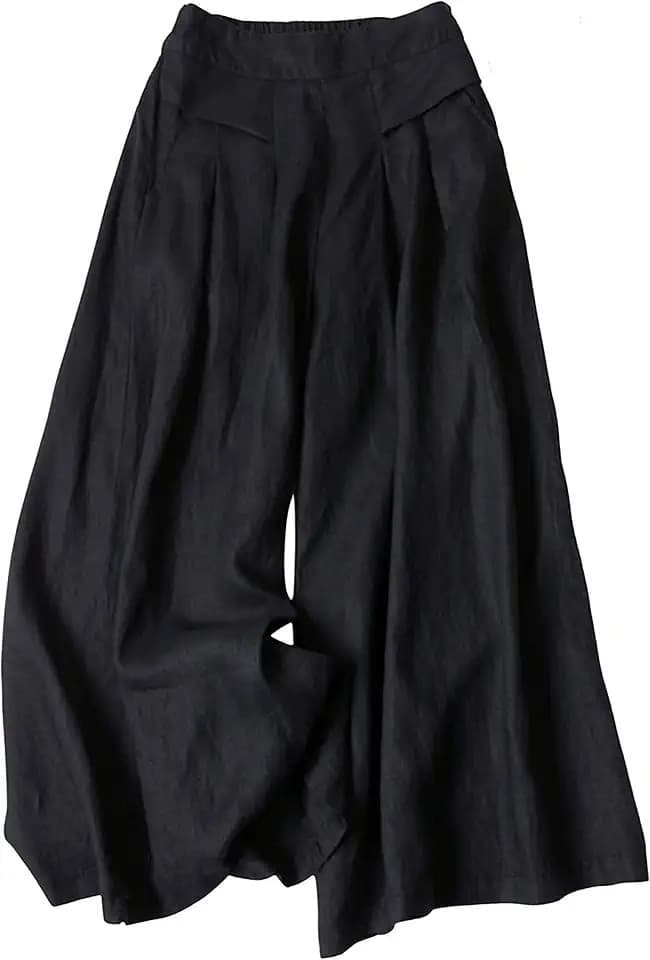 Bianstore Womens Culottes Linen Cropped Wide Leg Palazzo Pants Trousers