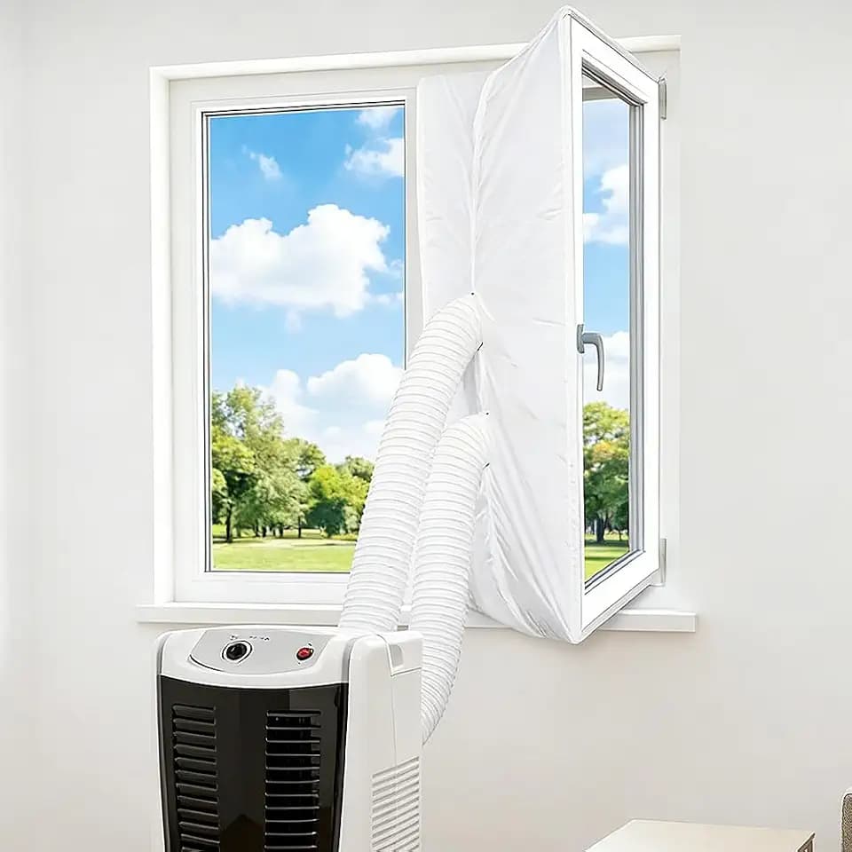 Klimaanlage Fensterabdichtung, 400CM Fensterabdichtung für Mobile Klimageräte, Abluftschlauch Fensterabdichtung, Hot Air Stop Geeignet Für Fenster, Flügelfenster, Dachfenster, Kein Bohren