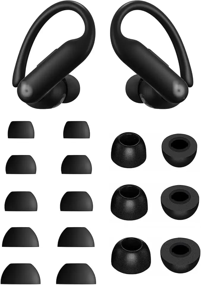Eartips Compatible with Powerbeats Pro 2, 5 Pairs XS/S/M/L/XL Silicone Ear Tips & 3 Pair S/M/L Memroy Foam Tips, Compatible with Powerbeats PB Pro 2 5+3 Pairs Black