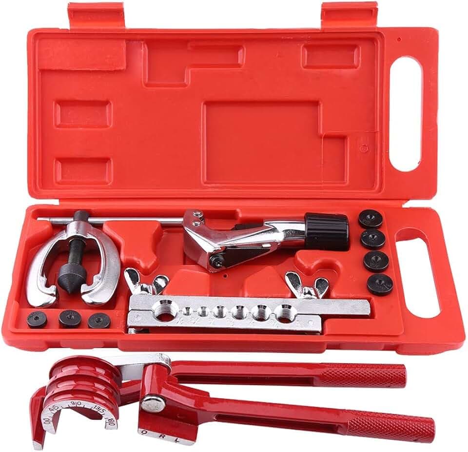 Bremsleitung Bördelgerät, Bördelgeräte für Bremsleitungen, 11Pcs Bremsen Kraftstoffrohr Reparatur Bördelwerkzeug mit Rohrabschneider Biegewerkzeug für Alurohre Kupferrohre Messingrohre