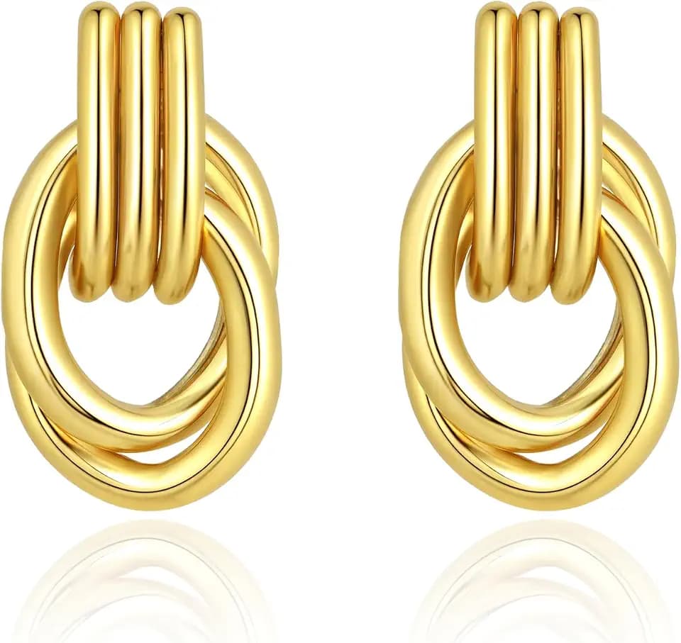 Hypoallergenic 14K Gold Plated Knot Earrings for Women