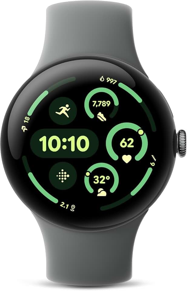 Google Pixel Watch 3 (45mm) 2024 Model - Android Smartwatch, Heart Rate Tracking, Fitbit Advanced Running, Fitness Insights, 24-Hour Battery - Matte Hazel Aluminum Case - Hazel Band - Wi-Fi