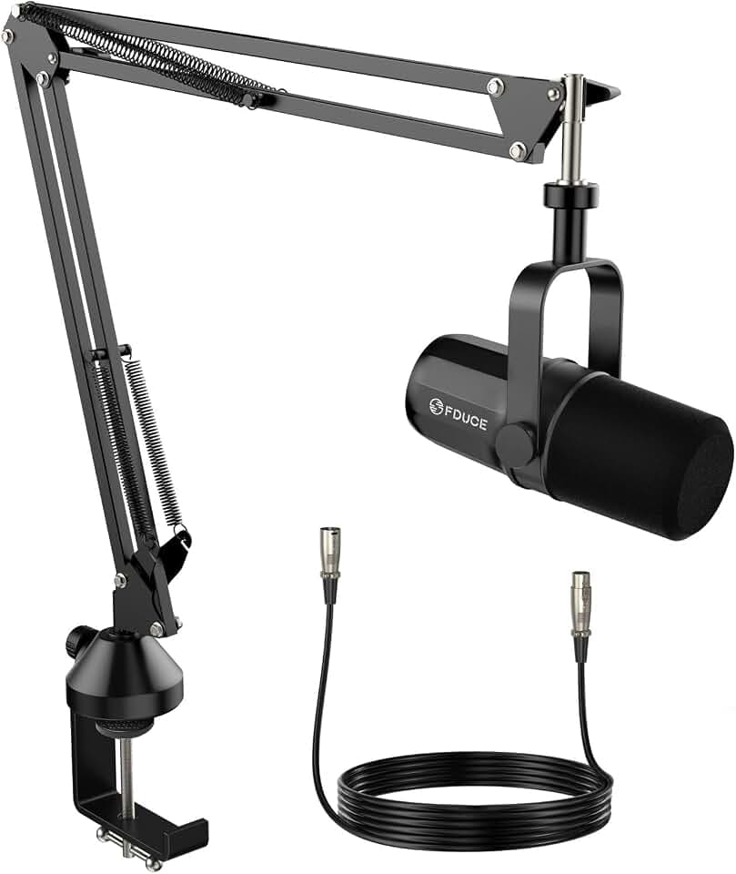 FDUCE SL40X+ Podcast PC Microphone, XLR Dynamic Mic Kit with Boom Arm