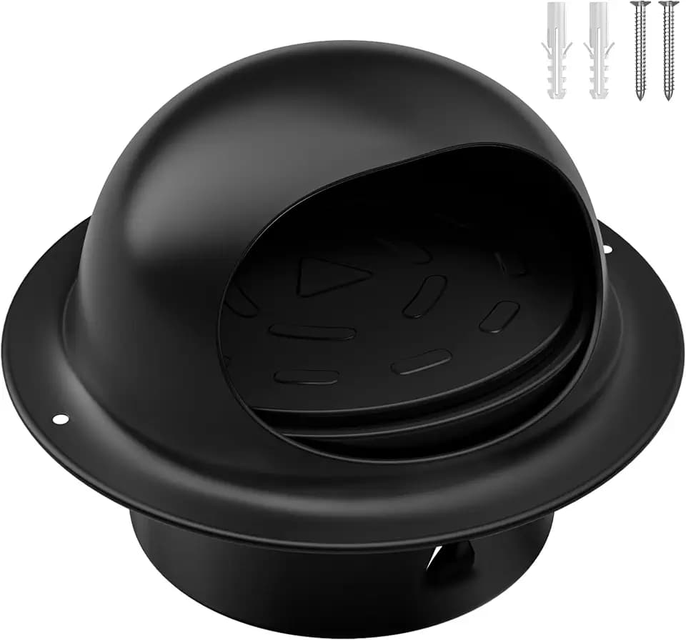 Hon&Guan Dryer Vent Cover Outside 4 Inch with Damper Stainless Steel, Black