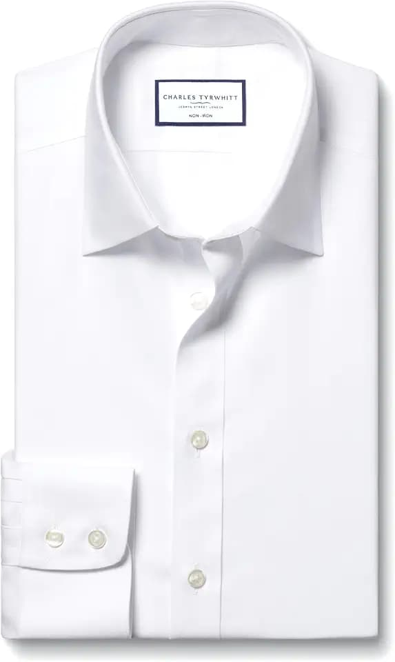 Bügelfreies Classic Fit Twill-Hemd in Weiß