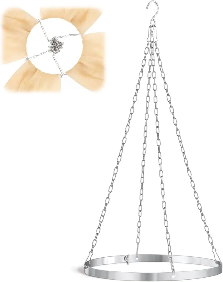 12 Inches Silver Metallic Ceiling Drapes Hanging Kit for 4 Panels Wedding Ceiling Drapes Canopy Hoop Metal Hardware Kit for Draping Fabric Indoor Outdoor Decorations