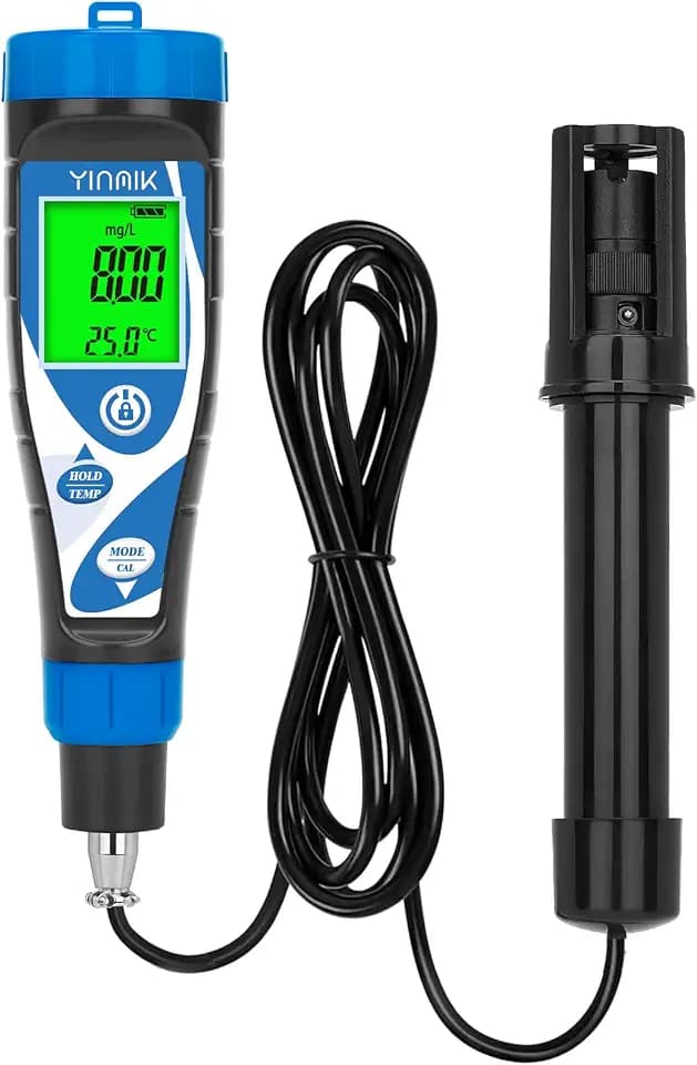 YINMIK Sauerstoff Messgerät Wasser mit 3m DO-Sonde Pool Sauerstoffmessgerät | Digitaler Gelösten Sauerstoff Tester, Aquarium Sauerstoff Testkit , Tragbares Intelligentes Wasser Sauerstoffmessgerät
