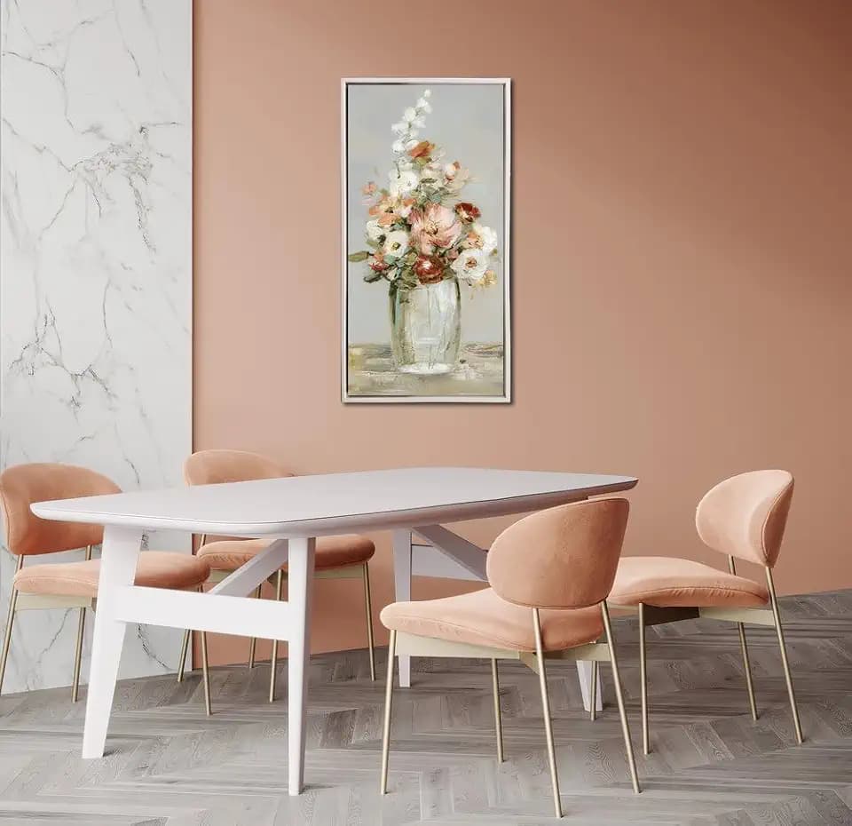 Country Time Arrangement I, 18" x 36" Embellished Canvas Art in a White Floating Frame