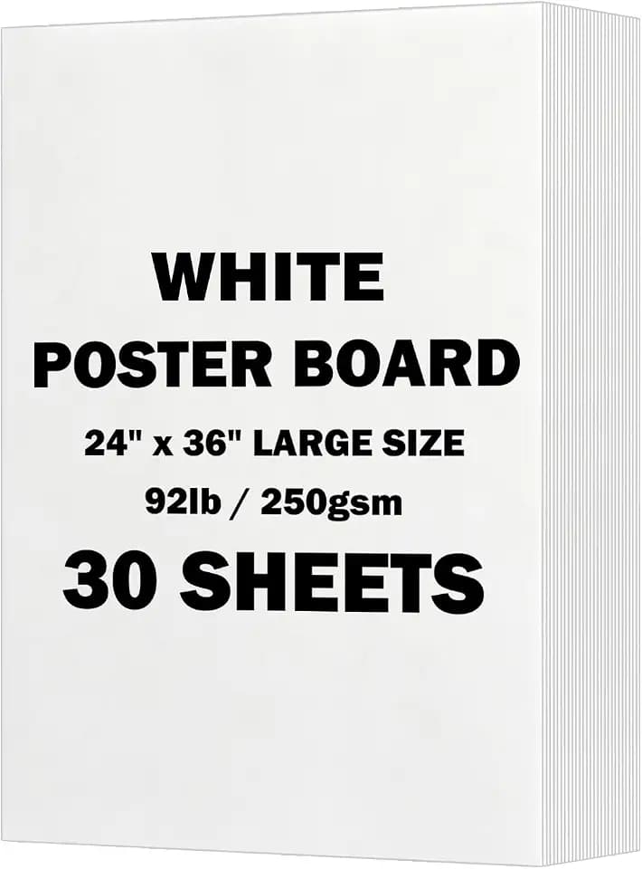 24x36 inches White Poster Board, 30 Packs Large poster paper, Heavyweight Poster Paper Bulk, Blank Display Board for School, Office & Craft Projects