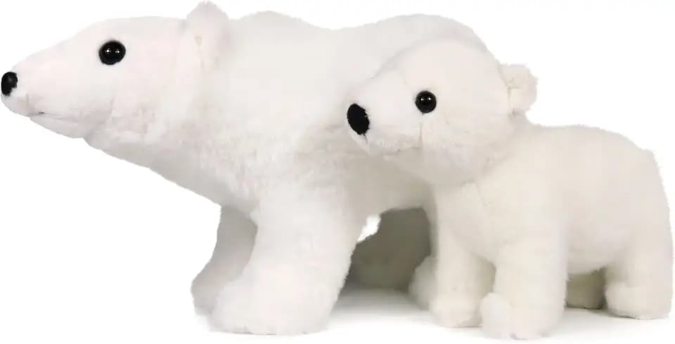 Ice King Bear Mom and Baby Stuffed Animals Zoo Wild Animals (Polar Bear)
