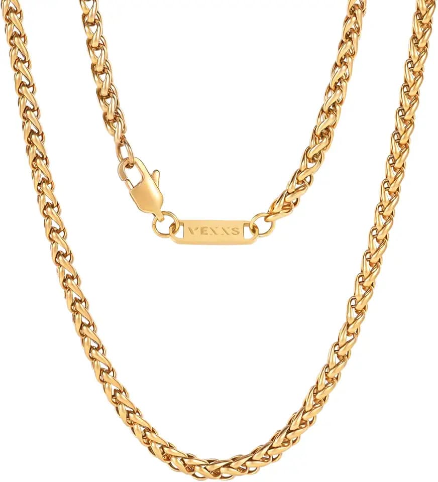 VEXXS Gliederkette Herren Goldkette,18K Gold Vergoldet Herren Kette, 3/4mm halskette für Männer,Schmuck Geschenk,46-66cm