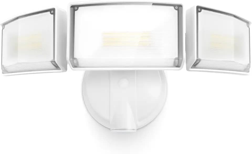 LUTEC 75W 8000 Lumen Floods Light Outdoor, Switch Controlled LED Security Lights with 3 Adjustable Heads, 5000K Daylight, IP65 Waterproof Exterior Flood Light for Outside Garage, Yard, Patio-White
