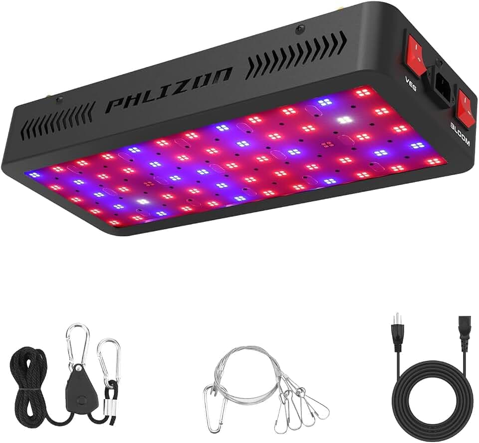 Phlizon 600W Led Grow Light Led Wachstumslicht mit LEDs Vollspektrum Pflanzenlicht Doppelschalter Wachstums LED für Zimmerpflanzen Gemüse und Blumen