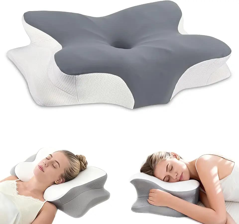 Wave Support Cooling Pillow for Neck & Back Pain Relief, Odorless Ergonomic Butterfly Memory Foam Pillows, Orthopedic Bed Pillow for Side Back Stomach Sleeper， Help to relieve pain and improve sleep