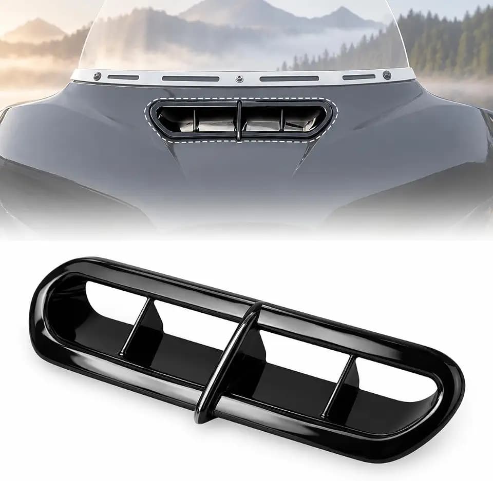 Outer Front Fairing Vent Accent Cover for Harley Touring 2014+,Bright Black