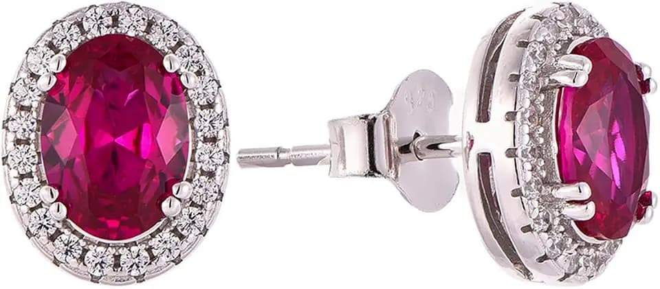 PAVELS Sterling Silber 925 Ohrstecker Fame Pink Ohrschmuck mit kristallklaren 5A Zirkonia Steinen, Elegante Damen Schmuckohrringe, Geschenkidee