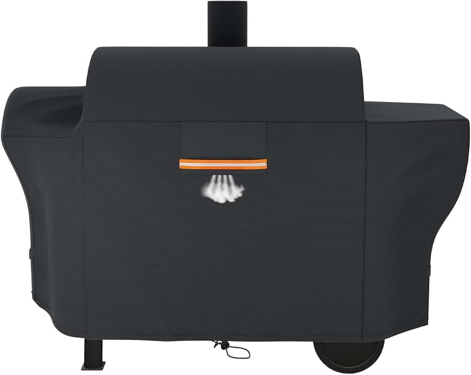 EVRBUL Smoker Grill Cover for Oklahoma Joe's Canyon Combo Smoker Grill Heavy Duty 420D Waterproof Outdoor Smoker Cover with Reflective Strip Air Vents Drawstring 71" L x 38" W x 51" H