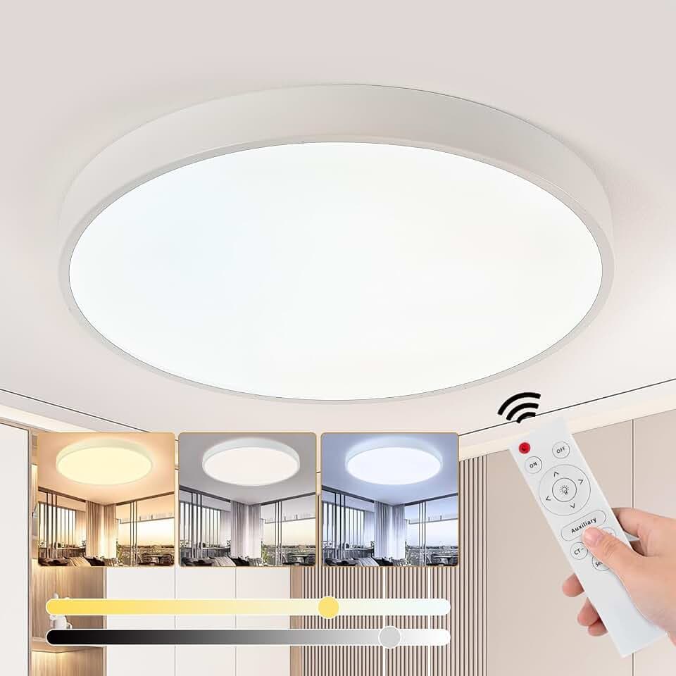 Glamexx24 LED Deckenleuchte Deckenlampe flach 23 W, Deckenlampe Ø30cm 3000-6000K 1840LM dimmbar modern schlicht mit Fernbedienung für Schlafzimmer Wohnzimmer, Küche, Esszimmer, Haus, Büro