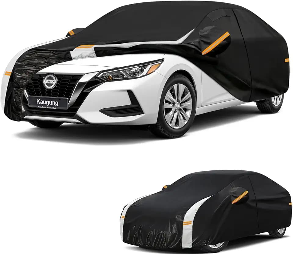 Kaugung 10 Layers Car Cover Custom Fit for Nissan Sentra(1999-2026), 100% Waterproof Full Exterior Cover with Vents, Towel & Repair Patches, Outdoor Rain Snow Sun UV Protection.
