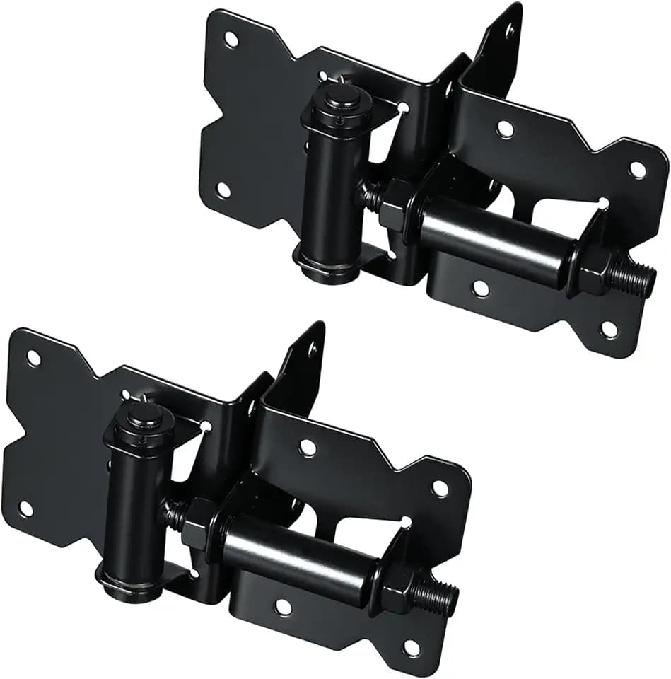 skysen Carbon Steel Vinyl Wood Fence Self Closing Gate Hinges Black(2063-cs-p)