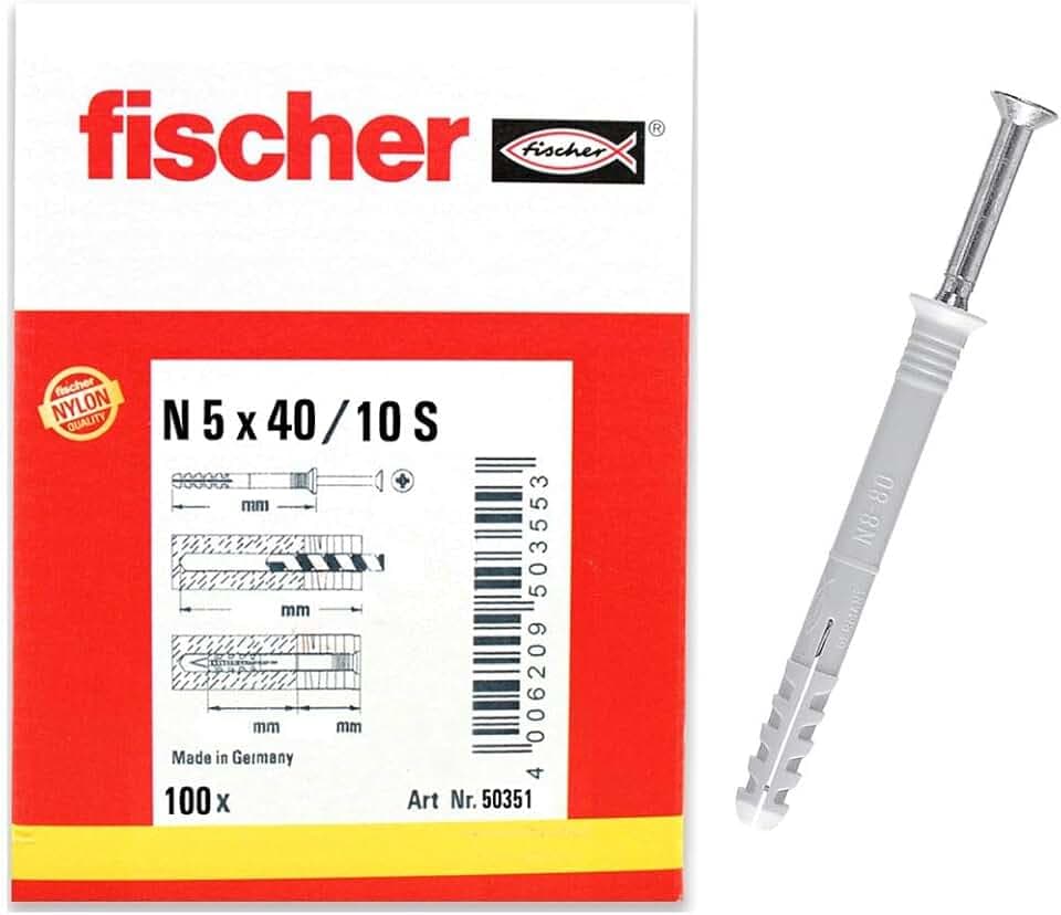 fischer Nageldübel N 5x40/15 S (100) - 100 Stück - Art.-Nr. 50351, grau