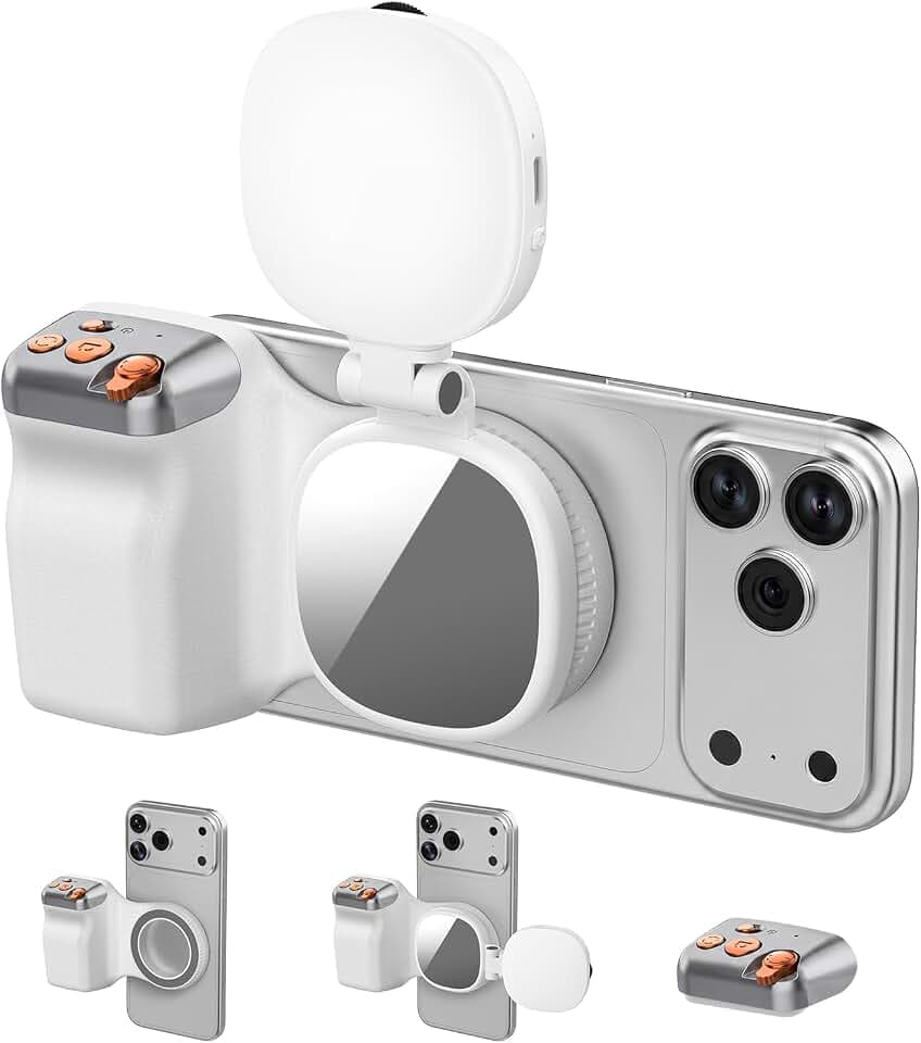 Magnetic Phone Camera Grip: Phone Selfie Grip + Magnetic Selfie Light