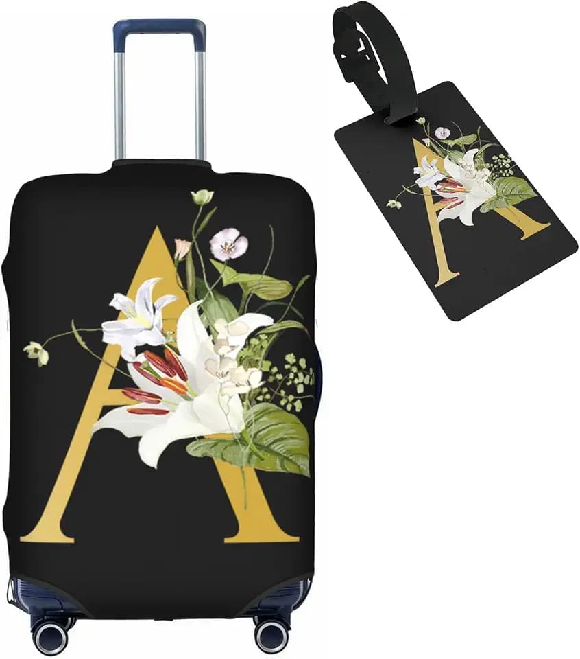 Decorative A Suitcase Protectors Elastic Washable Luggage Covers With Concealed Zippers For 18-32 Inch Luggage (Size L: Fits 25-28 Inch)