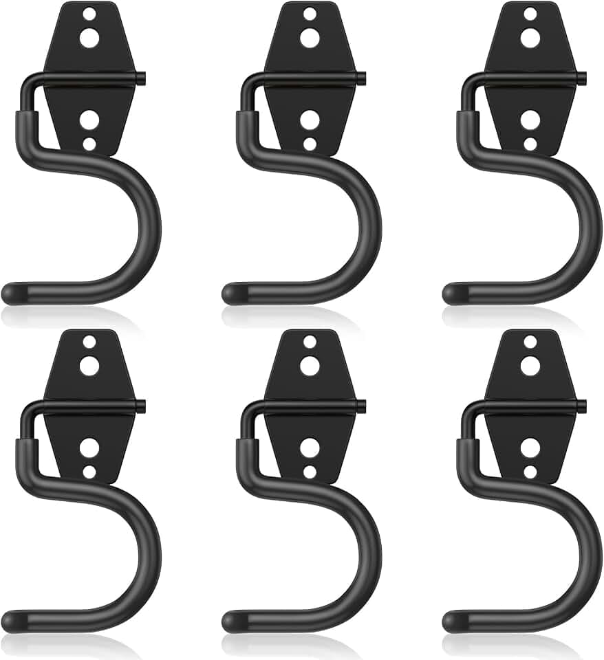 HUPBIPY 6 Pack Metal Garage Hooks, Heavy Duty S Hooks Tool Hangers for Garage Wall, Shed, Garden Storage Organizer