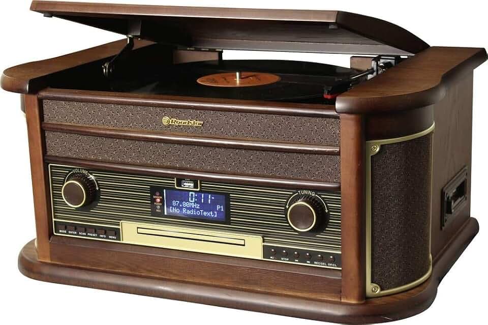 Roadstar HIF-1996D+BT Wood Turntable – Turntable (Wood, 33.45.78 RPM, DAB,DAB+,FM, 40 W, CD,CD-R,CD-RW, Fast Backup, Program, Random Repeat)