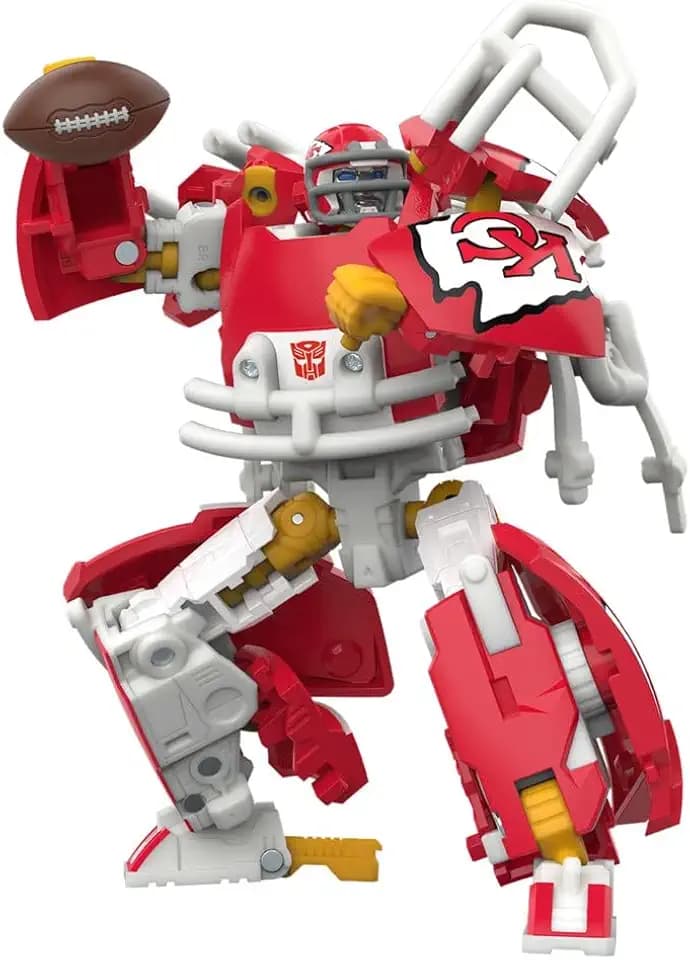 Transformers NFL Kansas City Chiefs KC-59, 5.5-Inch Action Figure Changes from Robot to Helmet, Football Toys for Ages 8+
