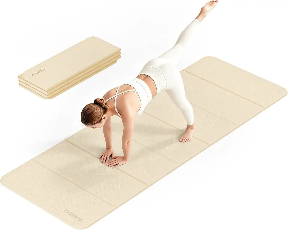 PAIDU Foldable Yoga Mat 10mm Thick, 75"x26" Non-Slip Fitness Exercise Mat