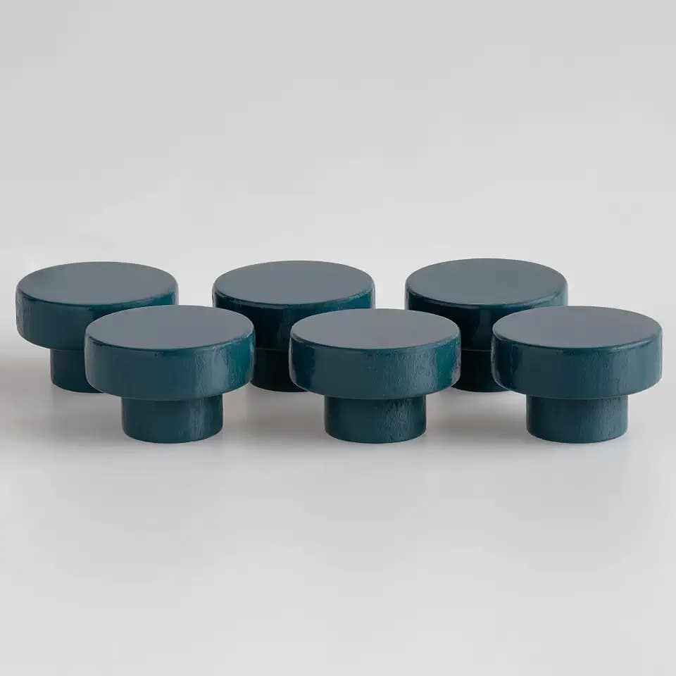 Wood Drawer Knobs 6 Pack, Round 40mm Wooden Dresser Knobs, Slate Grey