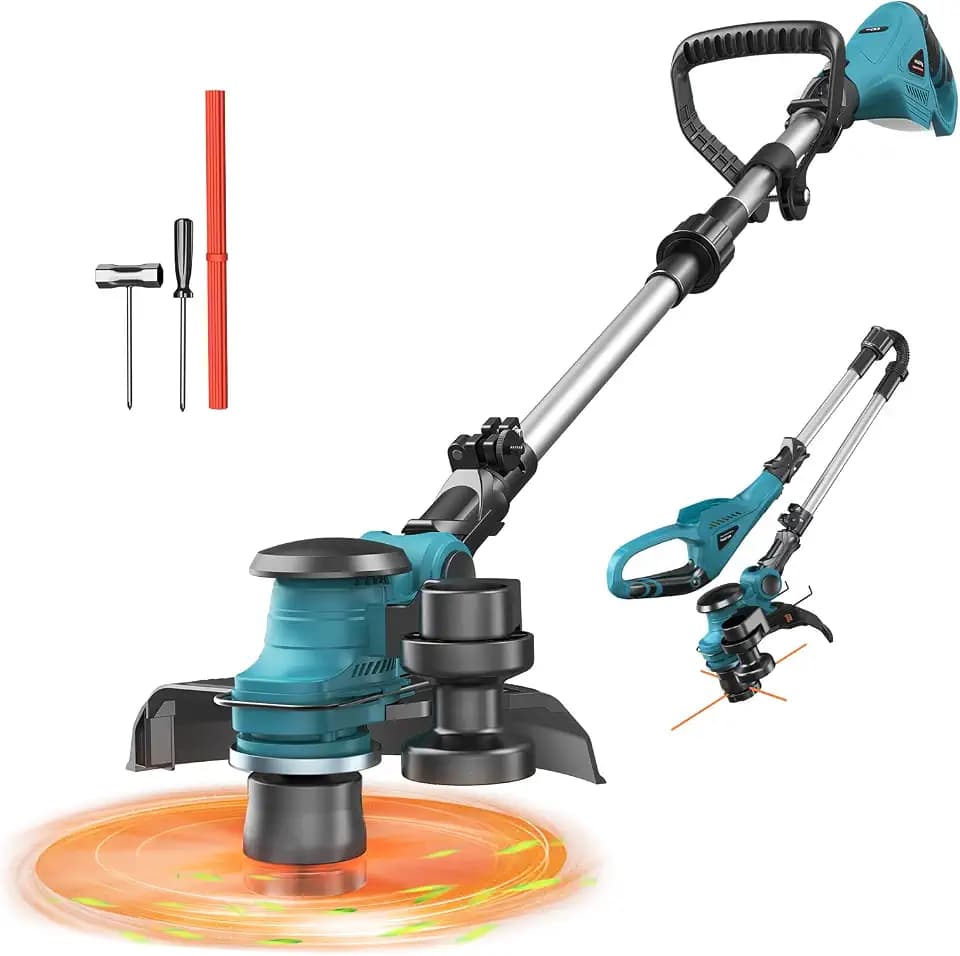 Cordless String Trimmer Compatible with Makita 18V (Tool Only), MtiolHig 12” 3-in-1 Weed Wacker with Battery Indicator, 8500RPM Brushless Weed Eater, Foldable Lawn Edger w/18 0.11”Thick Lines, Blue
