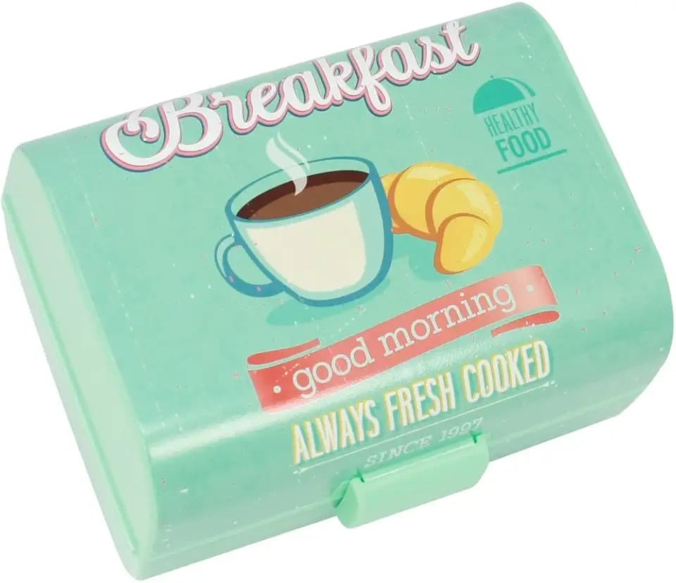 com-four® Brotdose mit Deckel im Vintage Stil, Lunchbox mit 3 Fächern